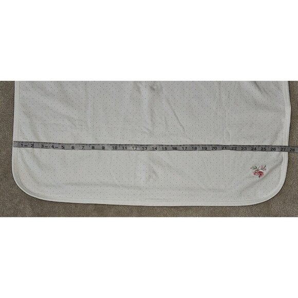 Little Me White Pink Polka Dot Baby Blanket Embroidered Flowers 100% Cotton - Picture 6 of 8